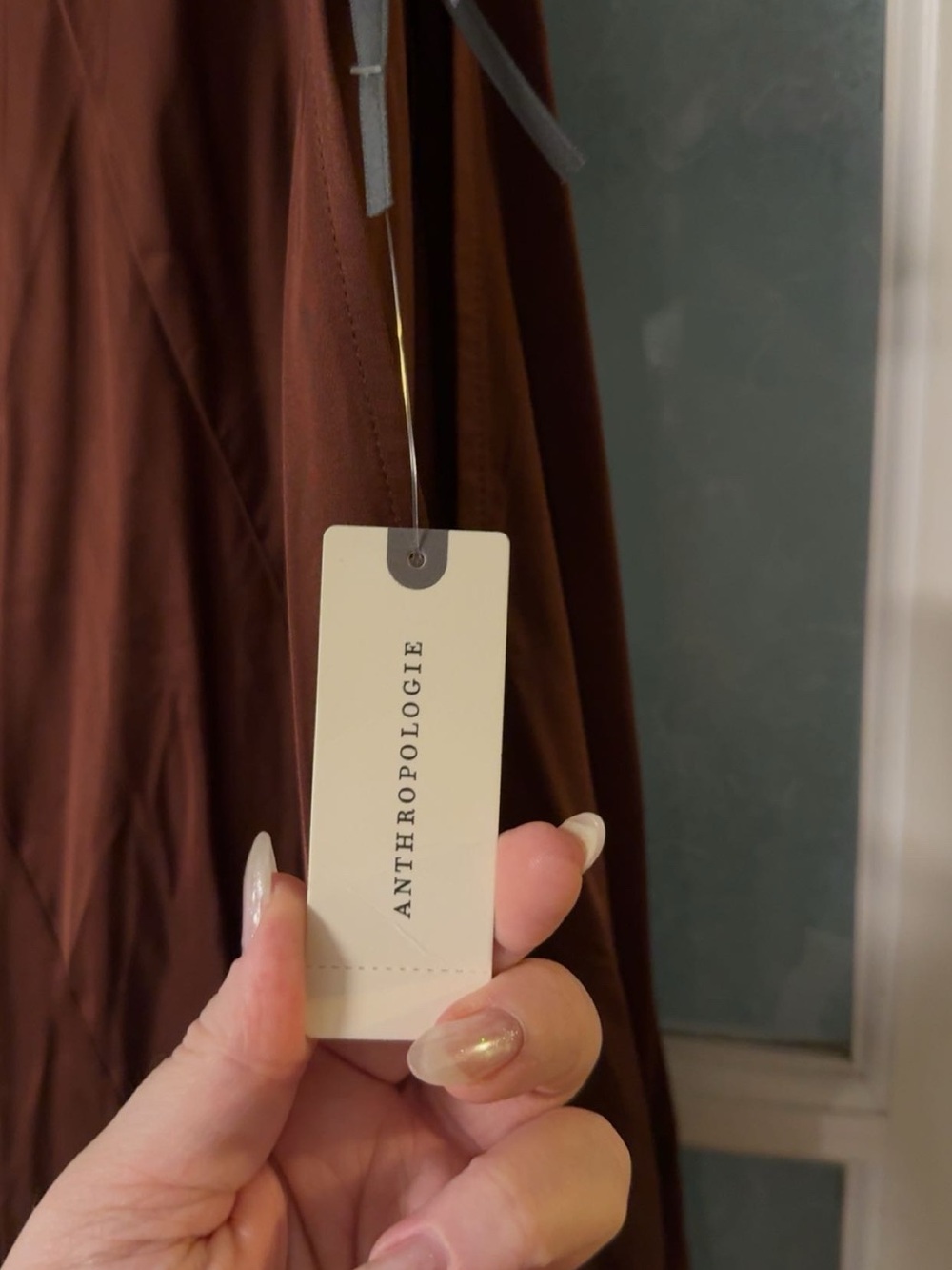 Anthropologie One-Shoulder Chocolate Brown Mini Dress - Picture 4 of 6